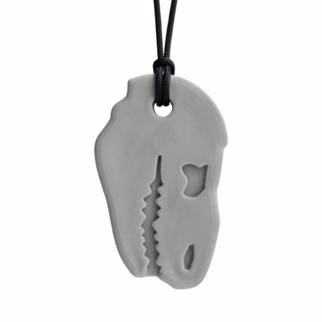  Dino Bite™ Chew Necklace (Light Grey, Soft for MILD Chewing) image 0